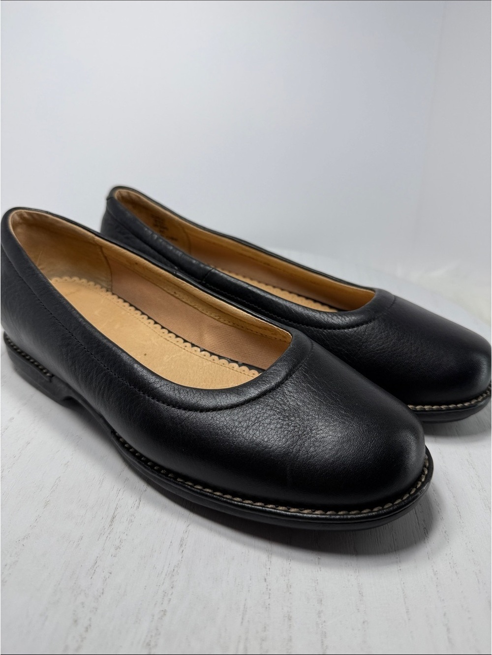 Classic Black Leather Ballet Flats Size 9